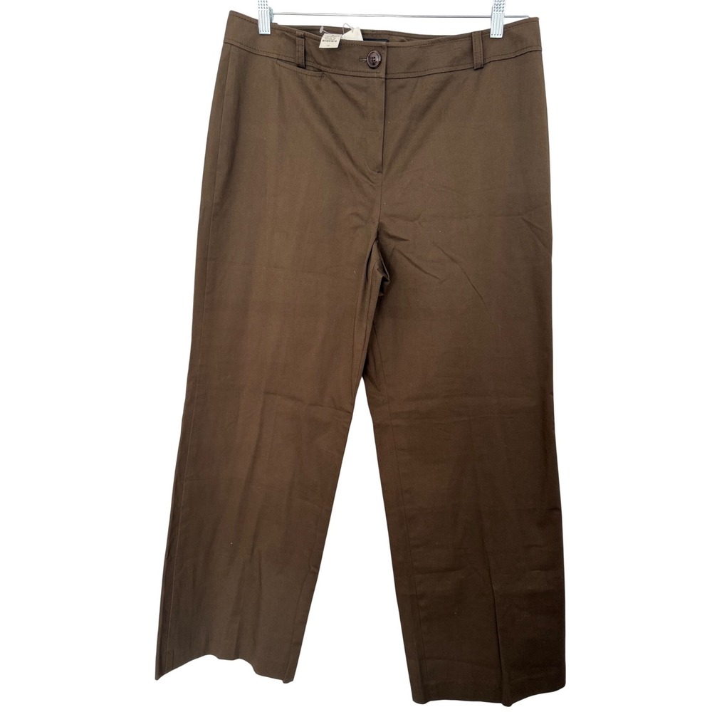 Talbots Womens Brown Wide Leg Stretch Twill‎ Dress Pants Size 16 NWT